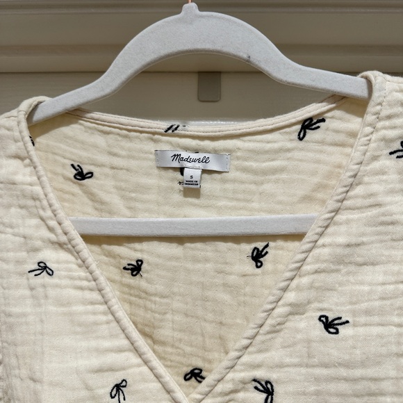 Madewell Lightspun Peplum Wrap Top in Tiny Bows - size S - Picture 6 of 9